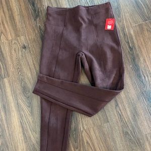 Tags On Spanx Large Dark Terracotta Faux Suede Leggings